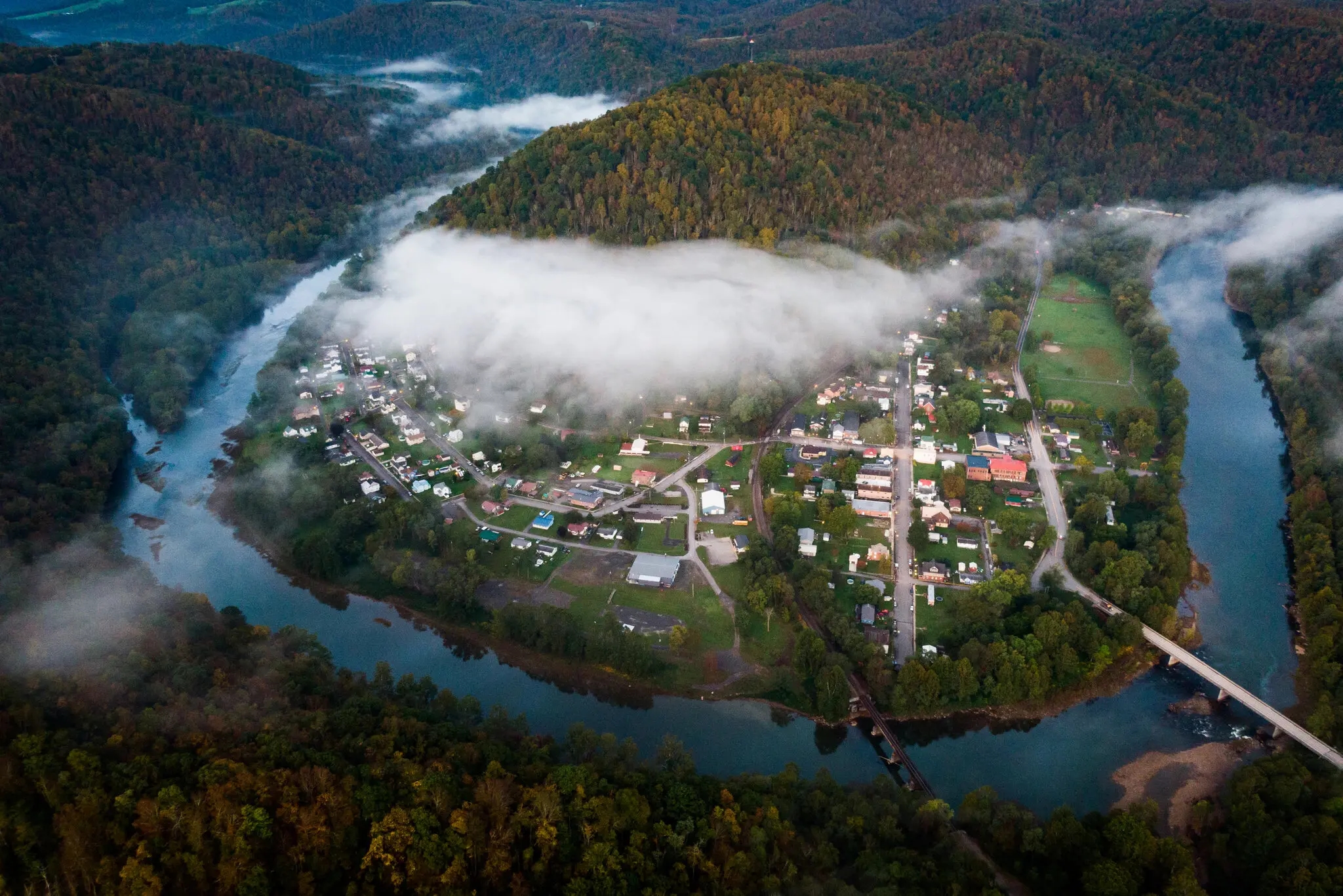 Aerial shot of Rowlesburg